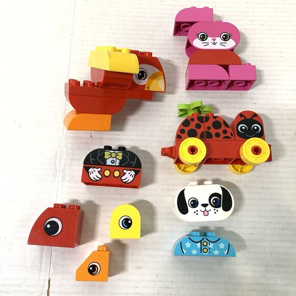 Lego Duplo Large Face Pieces Pink Bunny Ladybug Dog Mickey Parrot Shirt Eyes - Picture 1 of 9